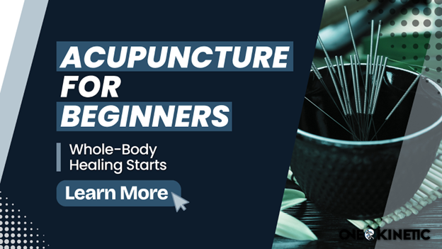 Acupuncture for Beginners introduction with a picture of a learn more button.